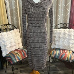 Boden Black and Gray Long Sleeve Dress